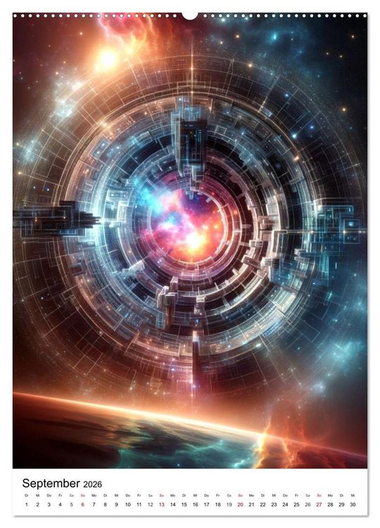 Produktbild: Astronomie Visionen - Ein von KI erschaffenes Panorama des Kosmos (Wandkalender 2026 DIN A2 hoch), CALVENDO Monatskalender