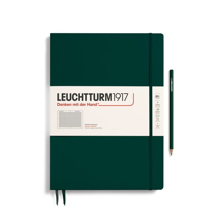 Produktbild: LEUCHTTURM1917 Notizbuch Master Slim (A4+), Hardcover, 123 nummerierte Seiten, Forest Green, Kariert