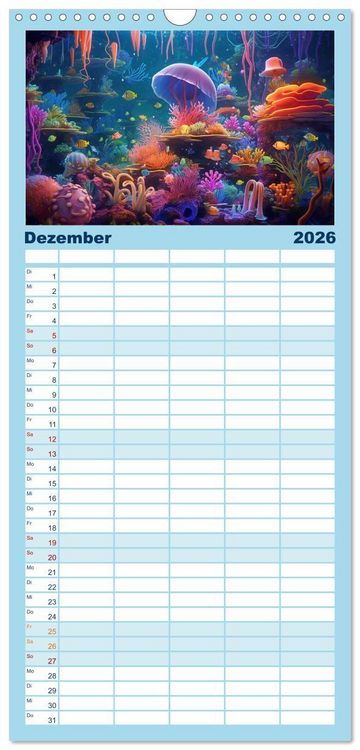 Produktbild: Familienplaner 2026 - Unten im Meer ist was los mit 5 Spalten (Wandkalender, 21 x 45 cm) CALVENDO