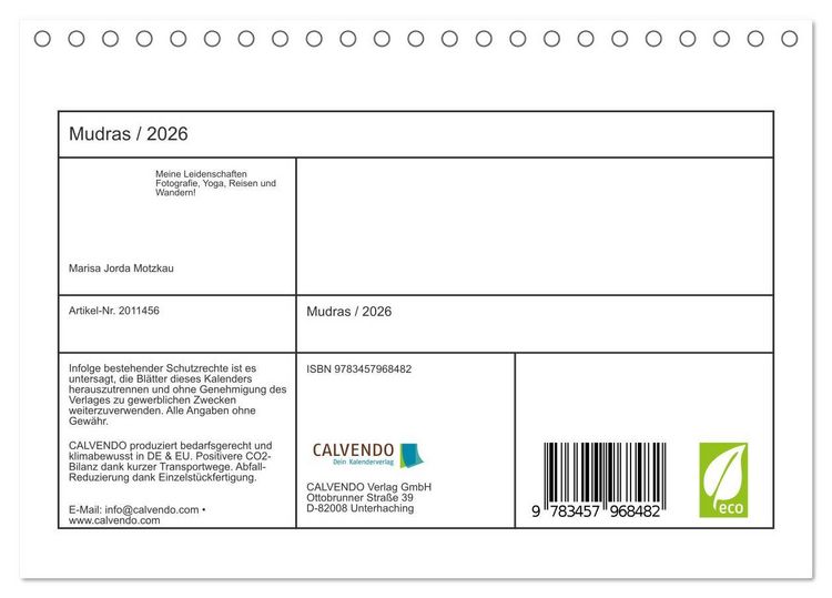 Produktbild: Mudras / 2026 (Tischkalender 2026 DIN A5 quer), CALVENDO Monatskalender