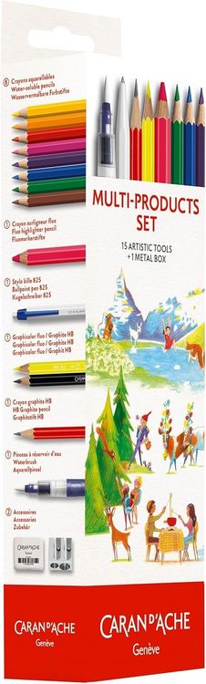 Produktbild: Caran d'Ache Buntstifte Multi-Products-Set, 15er Set Metalbox