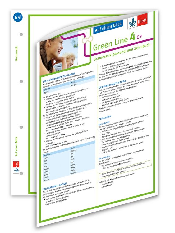 Produktbild: Green Line 4. Auf einen Blick. G9 Klasse 8. Grammatik passend zum Schulbuch - Klappkarte (6 Seiten)