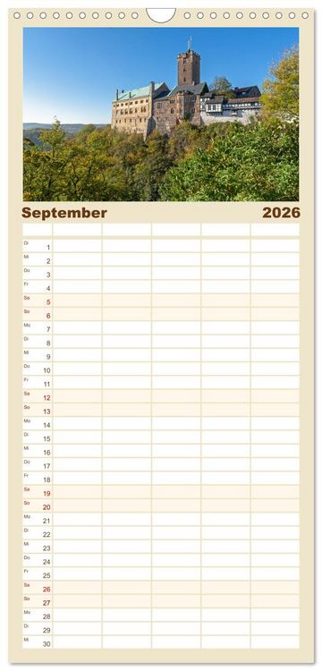 Produktbild: Familienplaner 2026 - Welterbe - St&auml;tten in Deutschland mit 5 Spalten (Wandkalender, 21 x 45 cm) CALVENDO