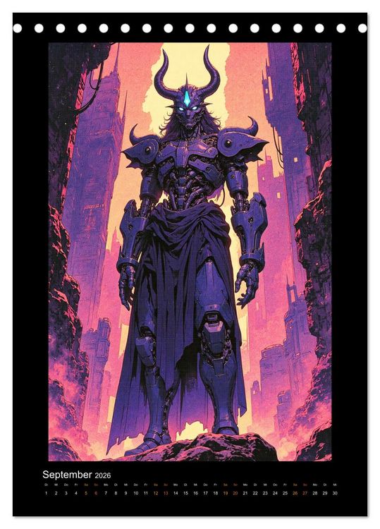 Produktbild: Cybertronic Chaos: Anime-inspirierte KI- Charaktere (Tischkalender 2026 DIN A5 hoch), CALVENDO Monatskalender