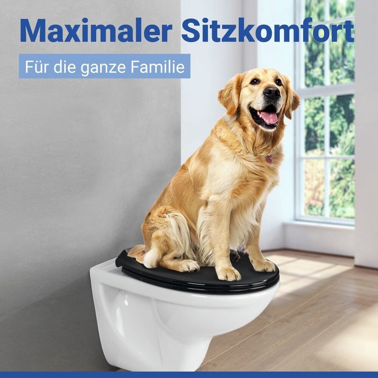 Produktbild: WC Sitz Mod. Kos Schwarz, Toilettendeckel mit Absenkautomatik