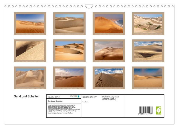 Produktbild: Sand und Schatten (Wandkalender 2026 DIN A3 quer), CALVENDO Monatskalender