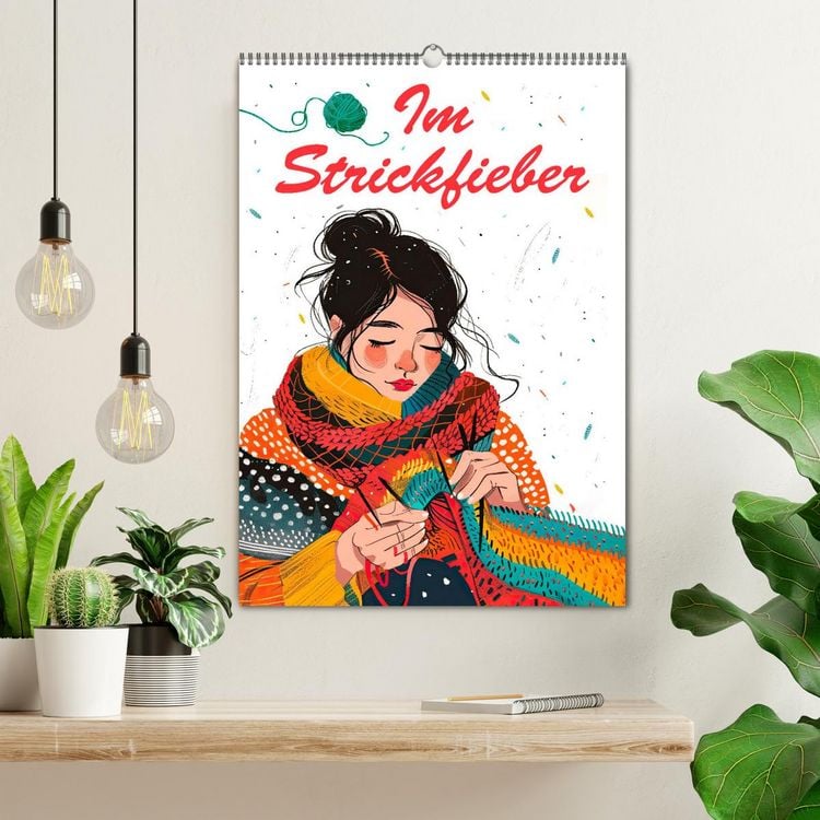 Produktbild: Im Strickfieber (Wandkalender 2026 DIN A2 hoch), CALVENDO Monatskalender