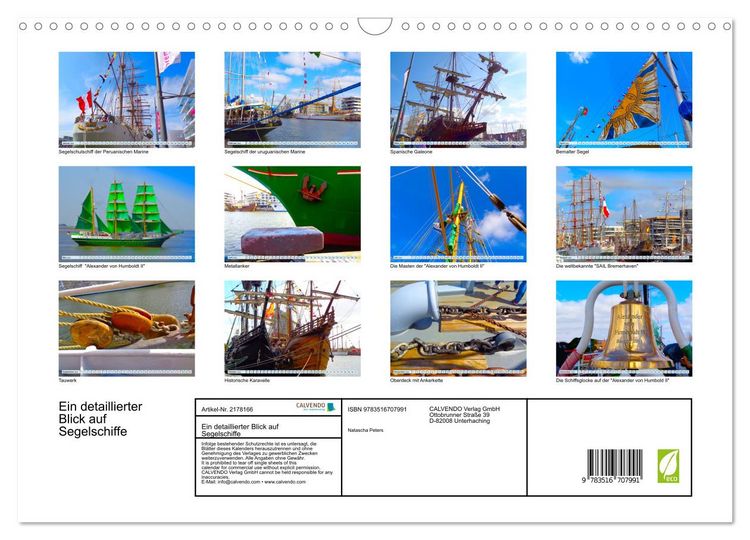 Produktbild: Ein detaillierter Blick auf Segelschiffe (Wandkalender 2026 DIN A3 quer), CALVENDO Monatskalender