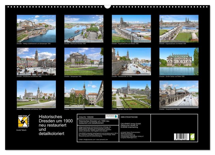 Produktbild: Historisches Dresden um 1900 neu restauriert und detailkoloriert (Wandkalender 2026 DIN A2 quer), CALVENDO Monatskalender