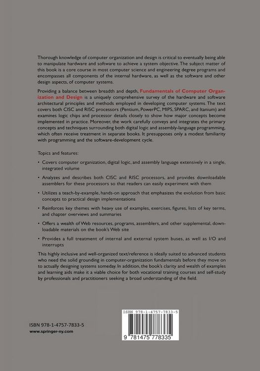 Produktbild: Fundamentals of Computer Organization and Design