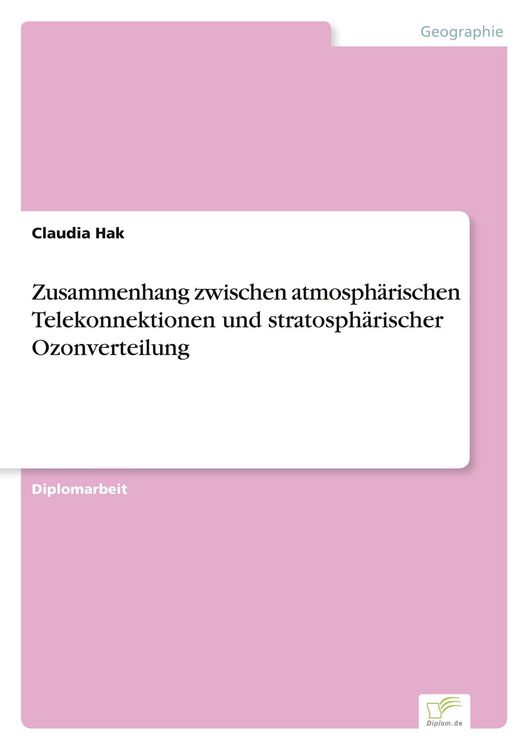 Produktbild: Zusammenhang zwischen atmosph&auml;rischen Telekonnektionen und stratosph&auml;rischer Ozonverteilung