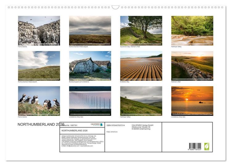 Produktbild: NORTHUMBERLAND 2026 (Wandkalender 2026 DIN A2 quer), CALVENDO Monatskalender