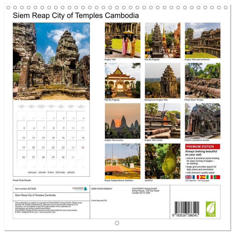 Produktbild: Siem Reap City of Temples Cambodia (Wall Calendar 2026 12 &times; 12 Inch) CALVENDO 12 Month Wall Calendar