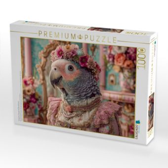 Produktbild: CALVENDO Puzzle K&ouml;niglicher Papagei mit Blumenkrone | 1000 Teile Lege-Gr&ouml;&szlig;e 64x48cm Foto-Puzzle f&uuml;r gl&uuml;ckliche Stunden