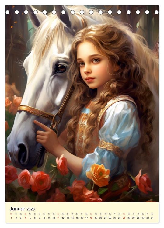 Produktbild: Kinder-Fantasy. Edle Burgfr&auml;ulein und Ritter im Mittelalter (Tischkalender 2026 DIN A5 hoch), CALVENDO Monatskalender