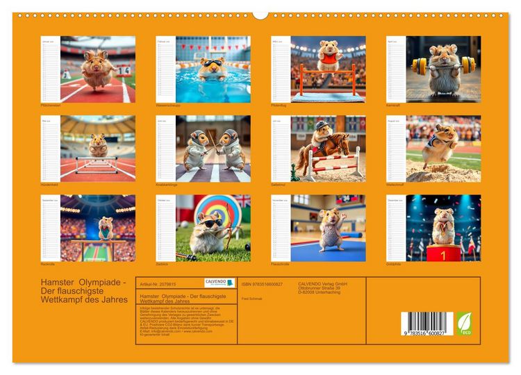 Produktbild: Hamster Olympiade - Der flauschigste Wettkampf des Jahres (hochwertiger Premium Wandkalender 2026 DIN A2 quer), Kunstdruck in Hochglanz