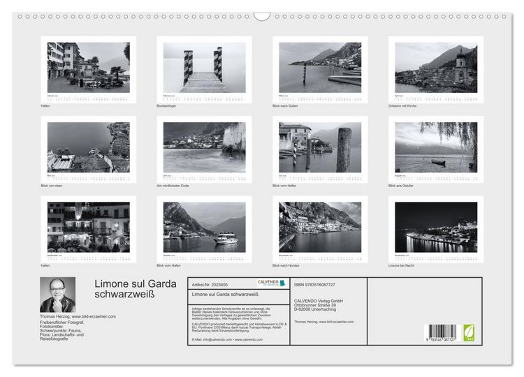 Produktbild: Limone sul Garda schwarzwei&szlig; (Wandkalender 2026 DIN A2 quer), CALVENDO Monatskalender