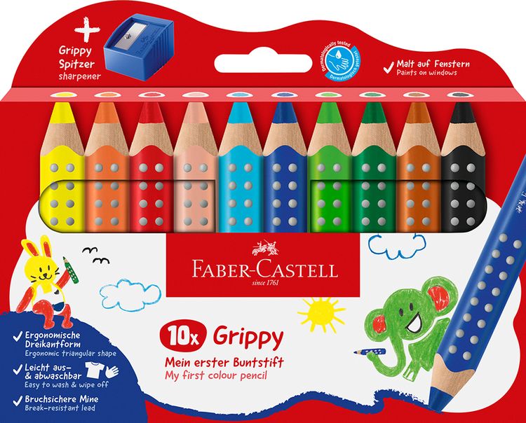 Produktbild: Faber-Castell Buntstifte Grippy 10er Set mit Spitzer