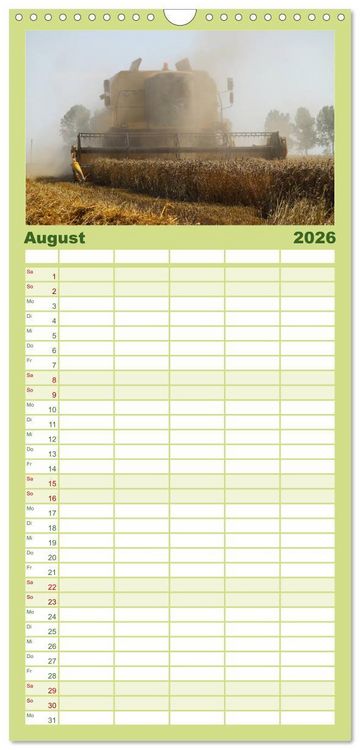 Produktbild: Familienplaner 2026 - Landwirtschaft - Maschinen im Einsatz mit 5 Spalten (Wandkalender, 21 x 45 cm) CALVENDO