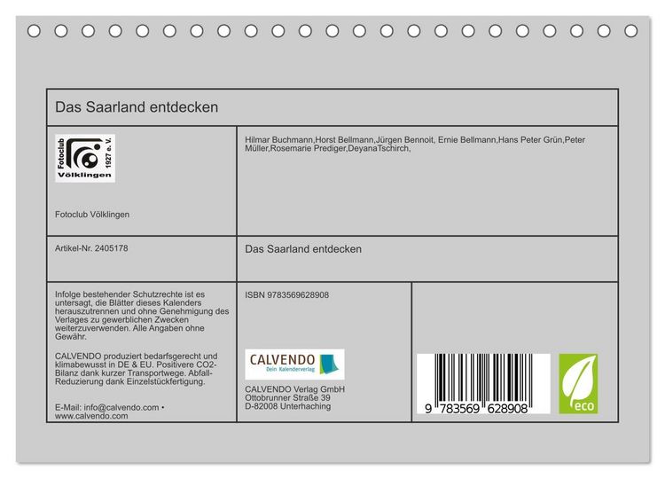 Produktbild: Das Saarland entdecken (Tischkalender 2027 DIN A5 quer), CALVENDO Monatskalender