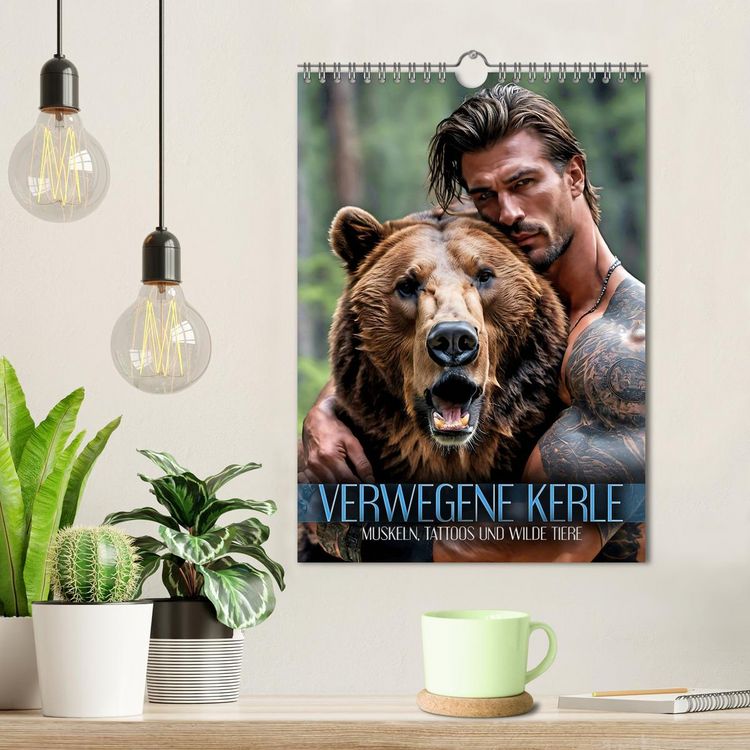 Produktbild: Verwegene Kerle - Muskeln, Tattoos und wilde Tiere (Wandkalender 2026 DIN A4 hoch), CALVENDO Monatskalender