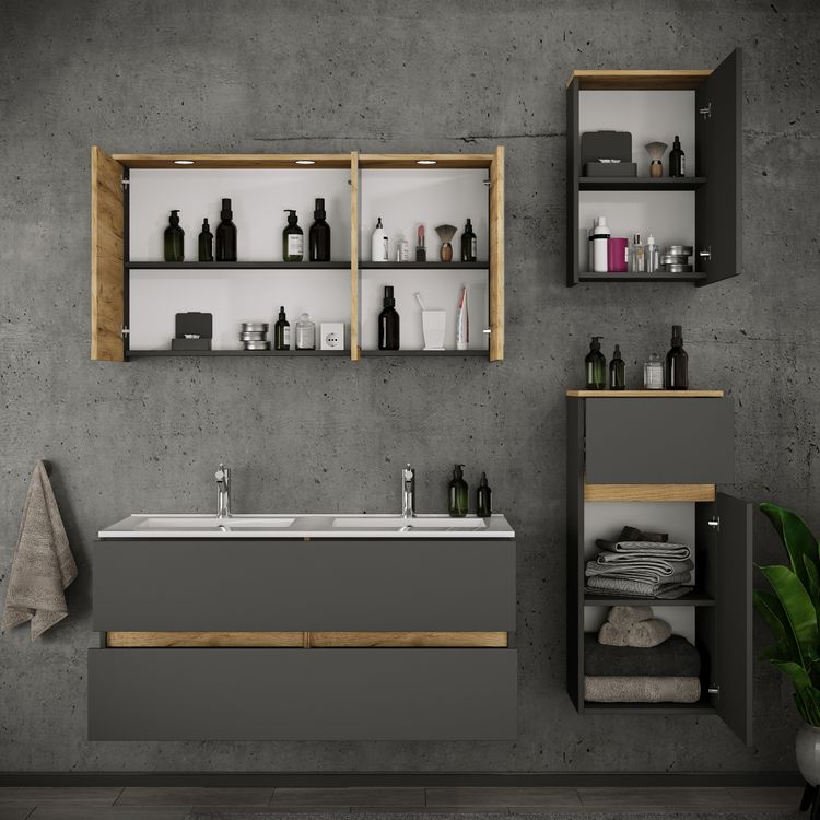 Produktbild: 5 tlg. Badm&ouml;bel-Set mit Waschbecken Cosila-I 111cm