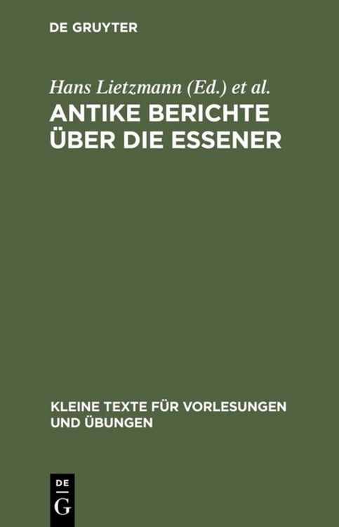Produktbild: Antike Berichte &uuml;ber die Essener