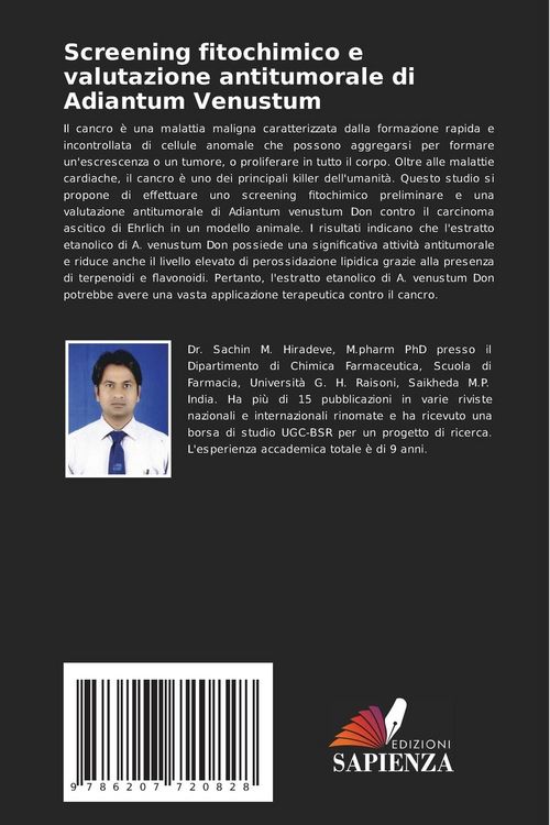 Produktbild: Screening fitochimico e valutazione antitumorale di Adiantum Venustum