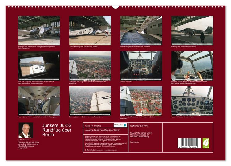 Produktbild: Junkers Ju-52 Rundflug &uuml;ber Berlin (Wandkalender 2026 DIN A2 quer), CALVENDO Monatskalender