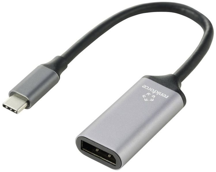 Produktbild: Renkforce USB-C&reg; / DisplayPort Adapterkabel USB-C&reg; Stecker, DisplayPort Buchse 0.15 m Schwarz RF-5397866 doppelt geschirmt USB-C&reg;-Displaykabel