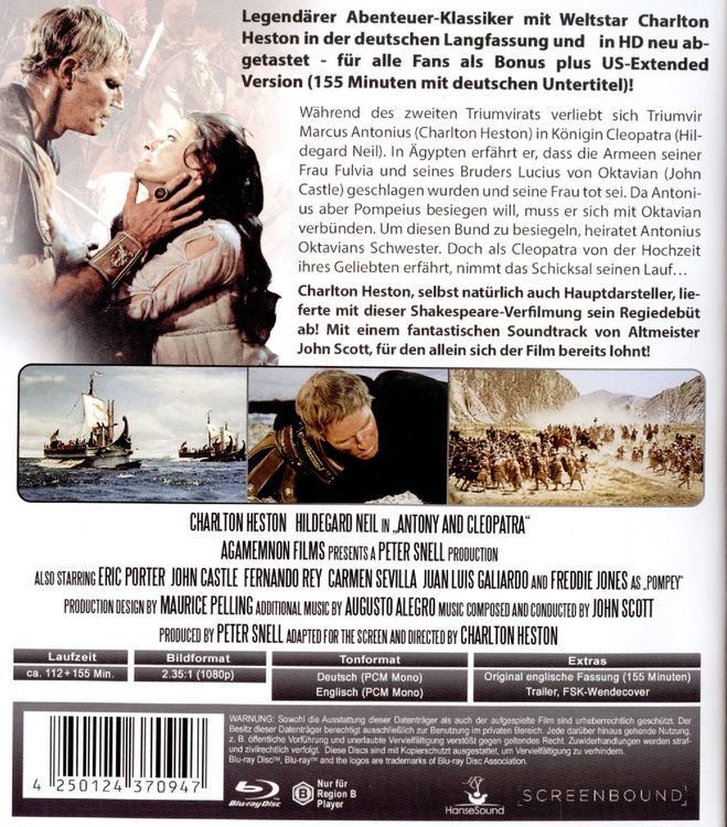 Produktbild: Antonius und Cleopatra - Kino Langfassung (inkl. 155 Min. US-Extended Version, in HD neu abgetastet)
