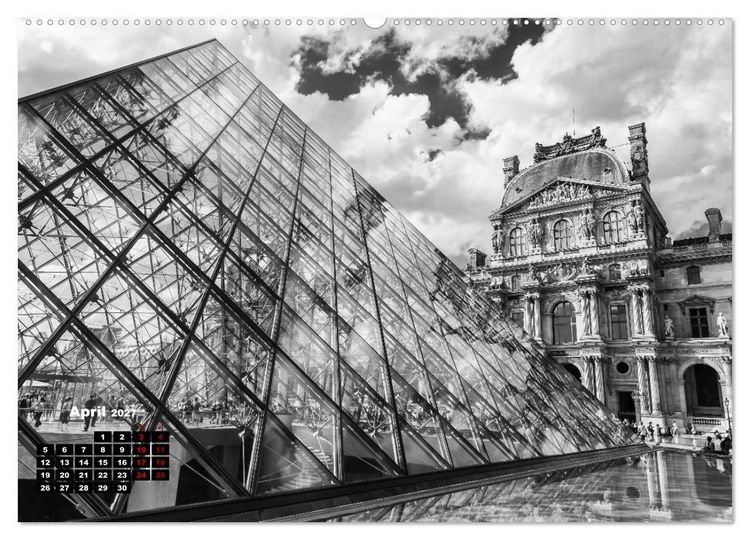 Produktbild: Paris-Impressionen in Schwarz-Wei&szlig; (Wandkalender 2027 DIN A2 quer), CALVENDO Monatskalender