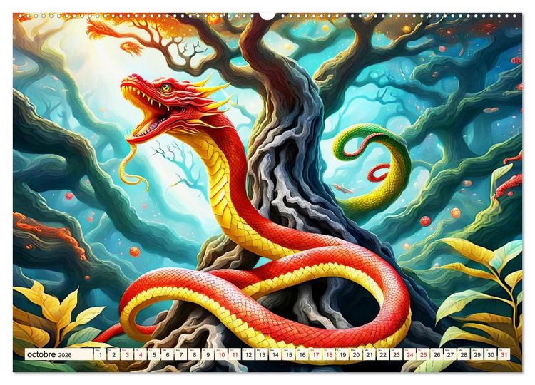 Produktbild: Gardiens mystiques (Calendrier mural 2026 DIN A2 vertical) calendrier de bureau