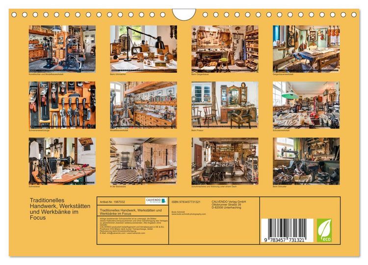 Produktbild: Traditionelles Handwerk, Werkst&auml;tten und Werkb&auml;nke im Focus (Wandkalender 2026 DIN A4 quer), CALVENDO Monatskalender