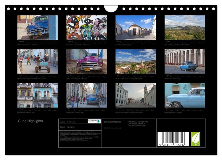 Produktbild: Cuba Highlights (Wandkalender 2026 DIN A4 quer), CALVENDO Monatskalender