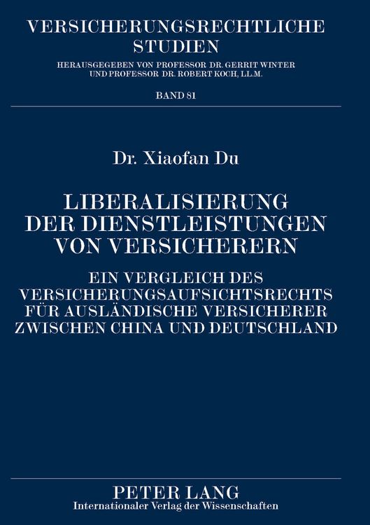 Produktbild: Liberalisierung der Dienstleistungen von Versicherern