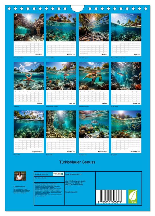 Produktbild: T&uuml;rkisblauer Genuss (Wandkalender 2026 DIN A4 hoch), CALVENDO Monatskalender