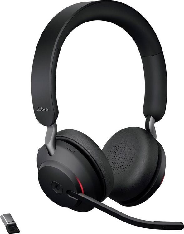 Produktbild: Jabra Evolve2 65 MS On Ear Headset Bluetooth&reg; Stereo Schwarz Lautst&auml;rkeregelung, Batterieladeanzeige, Mikrofon-Stummschaltung Telefon