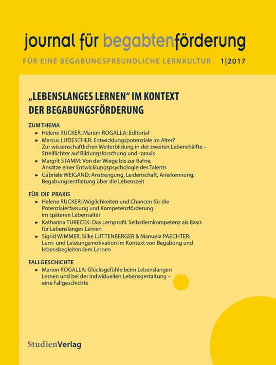 Produktbild: Journal f&uuml;r begabtenf&ouml;rderung 1/2017
