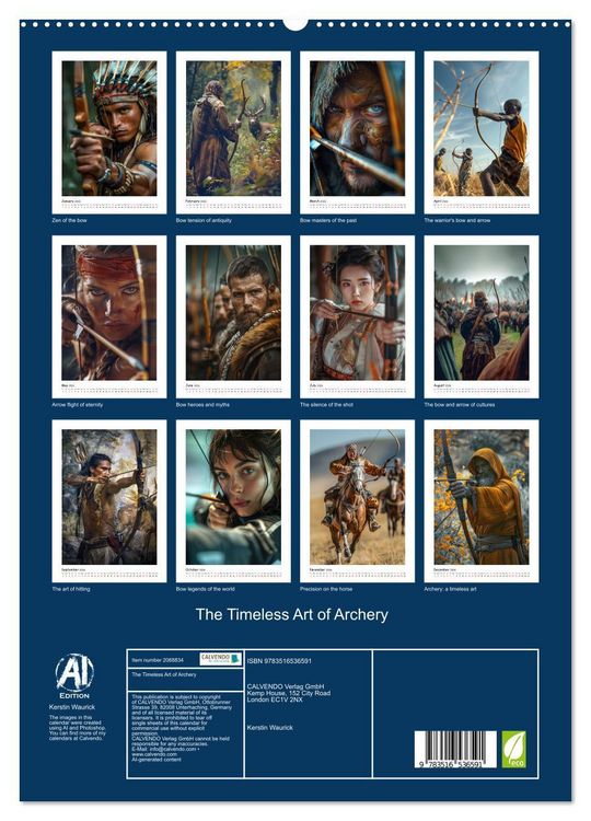 Produktbild: The Timeless Art of Archery (High Quality Premium Wall Calendar 2026 DIN A2 portrait),CALVENDO 12 Month Wall Calendar