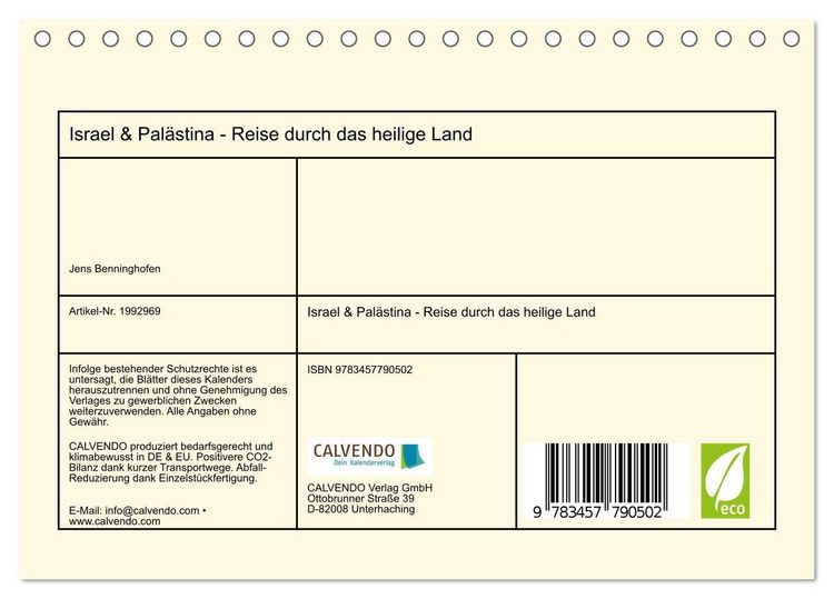 Produktbild: Israel & Pal&auml;stina - Reise durch das heilige Land (Tischkalender 2026 DIN A5 quer), CALVENDO Monatskalender
