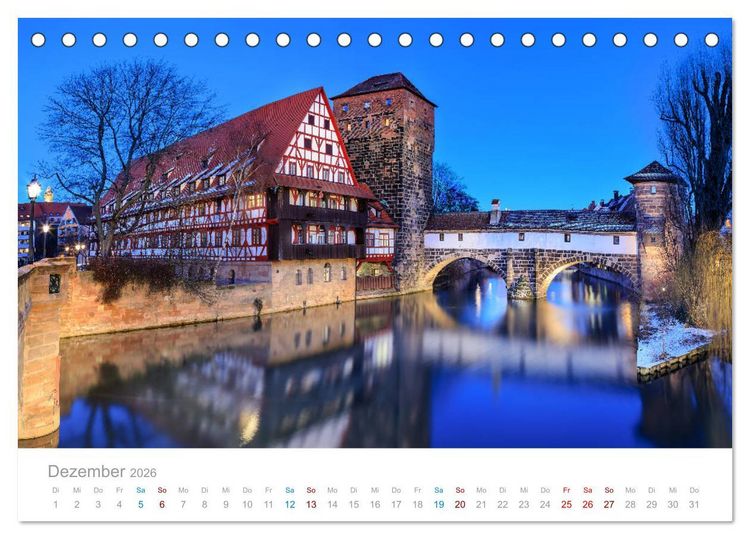 Produktbild: N&uuml;rnberg - Stadt der Br&uuml;cken und Geschichte (Tischkalender 2026 DIN A5 quer), CALVENDO Monatskalender