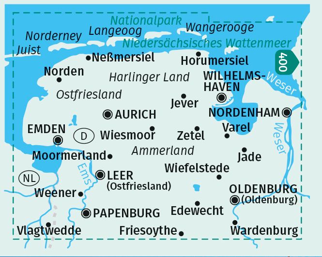 Produktbild: KOMPASS Wanderkarten-Set 410 Ostfriesland, Oldenburg (3 Kart