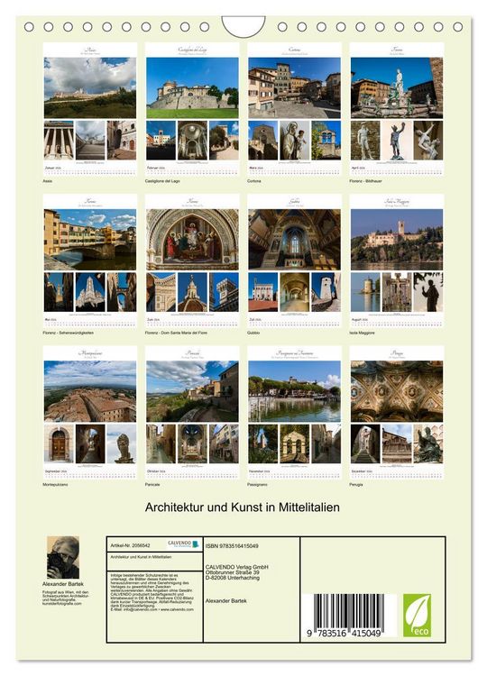 Produktbild: Architektur und Kunst in Mittelitalien (Wandkalender 2026 DIN A4 hoch), CALVENDO Monatskalender