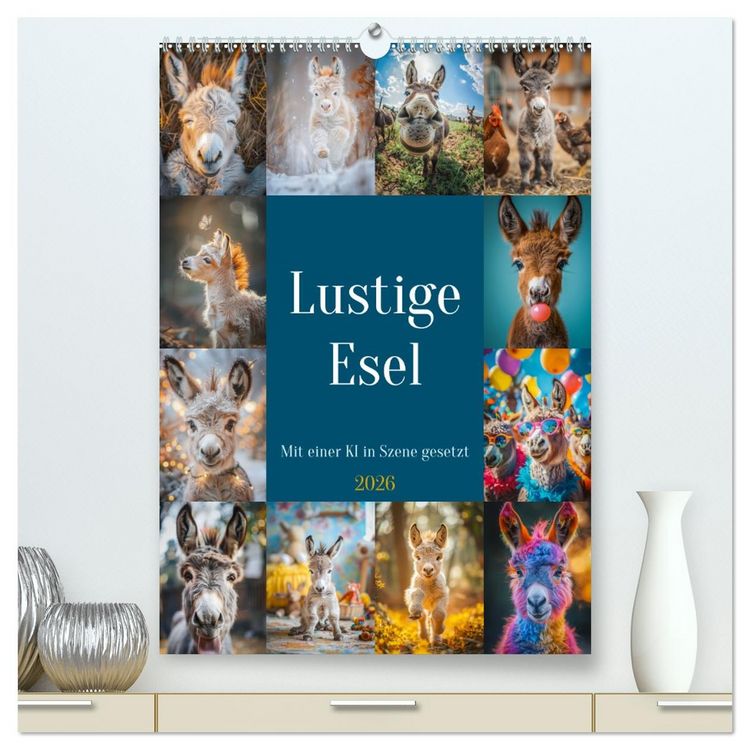 Produktbild: Lustige Esel (hochwertiger Premium Wandkalender 2026 DIN A2 hoch), Kunstdruck in Hochglanz