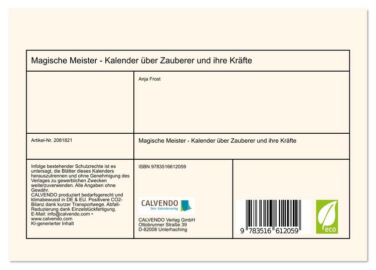 Produktbild: Magische Meister - Kalender &uuml;ber Zauberer und ihre Kr&auml;fte (Tischkalender 2026 DIN A5 quer), CALVENDO Monatskalender