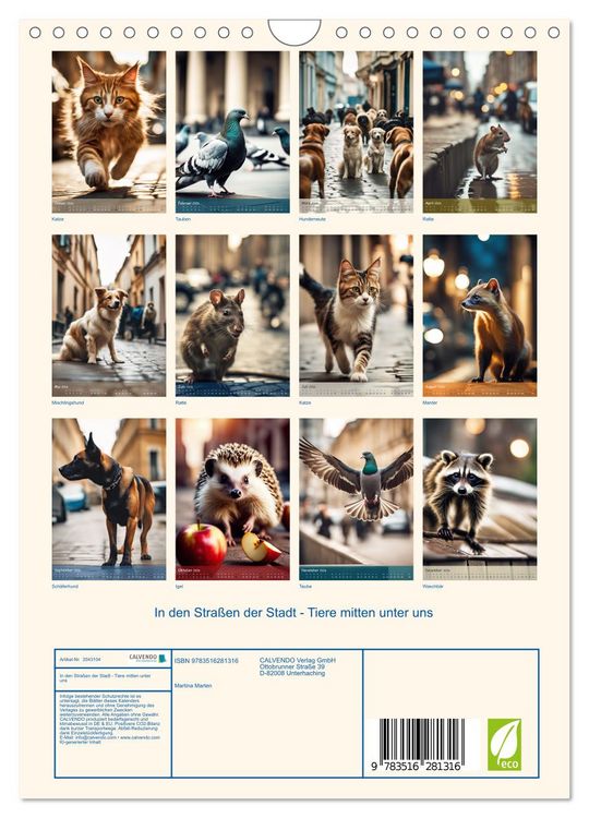 Produktbild: In den Stra&szlig;en der Stadt - Tiere mitten unter uns (Wandkalender 2026 DIN A4 hoch), CALVENDO Monatskalender