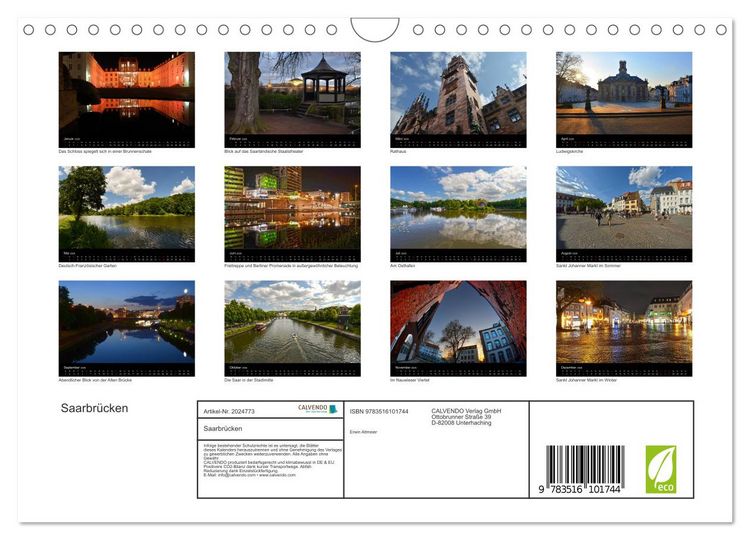Produktbild: Saarbr&uuml;cken (Wandkalender 2026 DIN A4 quer), CALVENDO Monatskalender