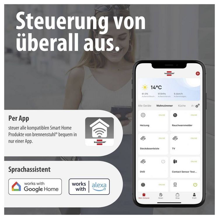 Produktbild: Brennenstuhl brennenstuhl&reg;Connect 1179060020 LED-Au&szlig;enstrahler 36W Leuchtfarben: Wei&szlig;