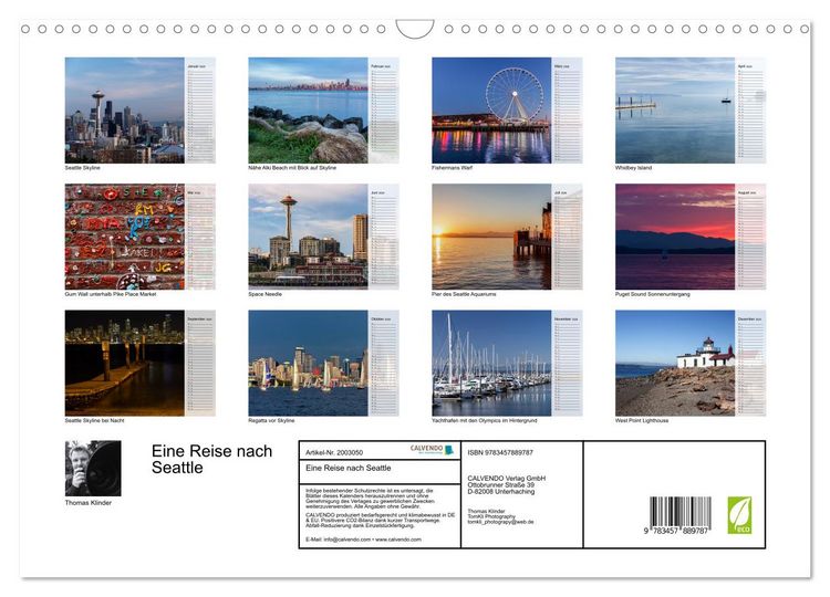 Produktbild: Eine Reise nach Seattle (Wandkalender 2026 DIN A3 quer), CALVENDO Monatskalender
